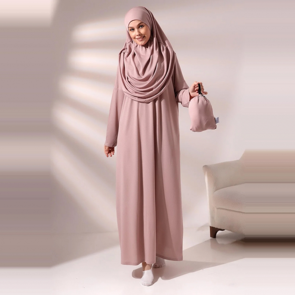 Gebetsset Rosa mit langem Gebetskleid Teppich und Perlenkette