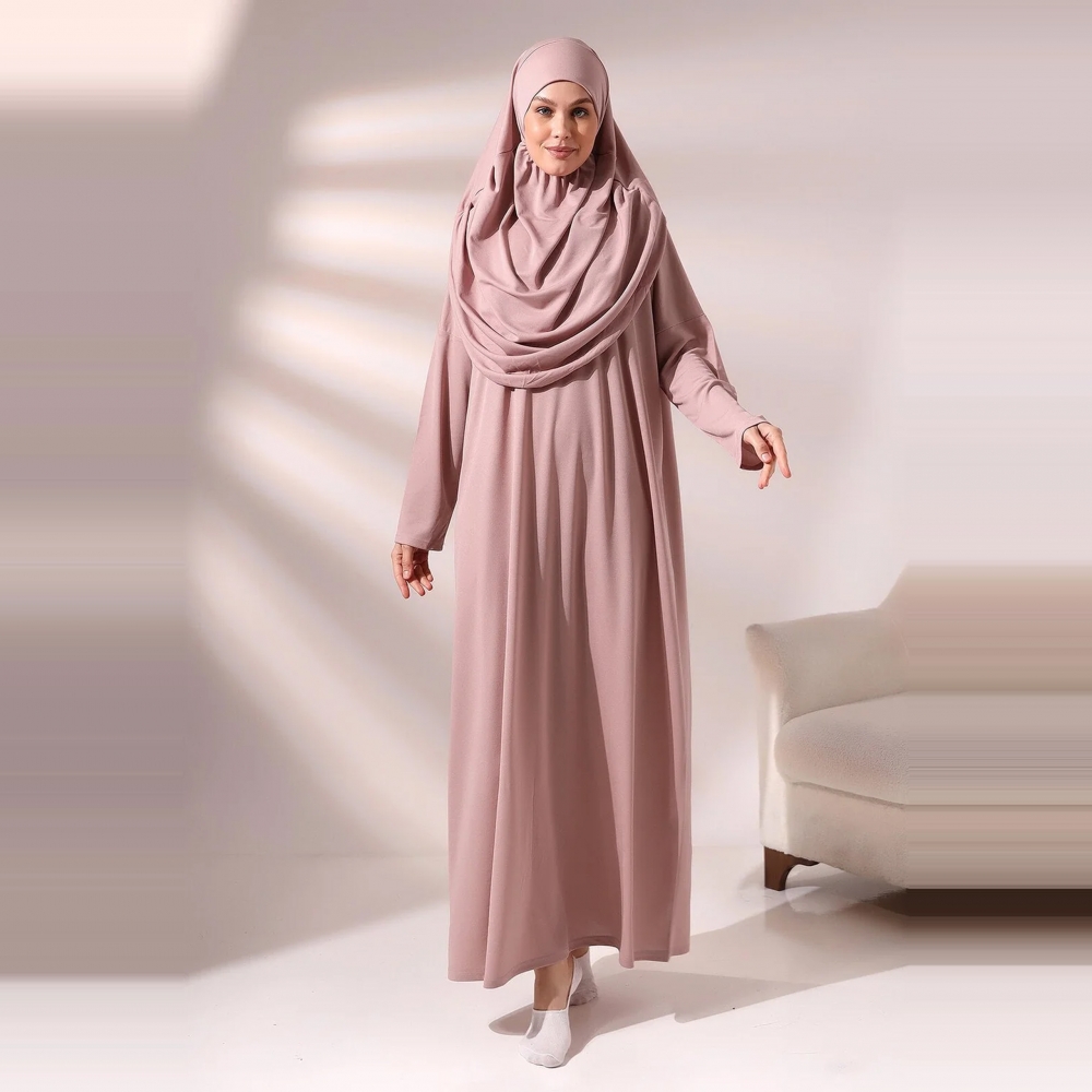 Gebetsset Rosa mit langem Gebetskleid Teppich und Perlenkette