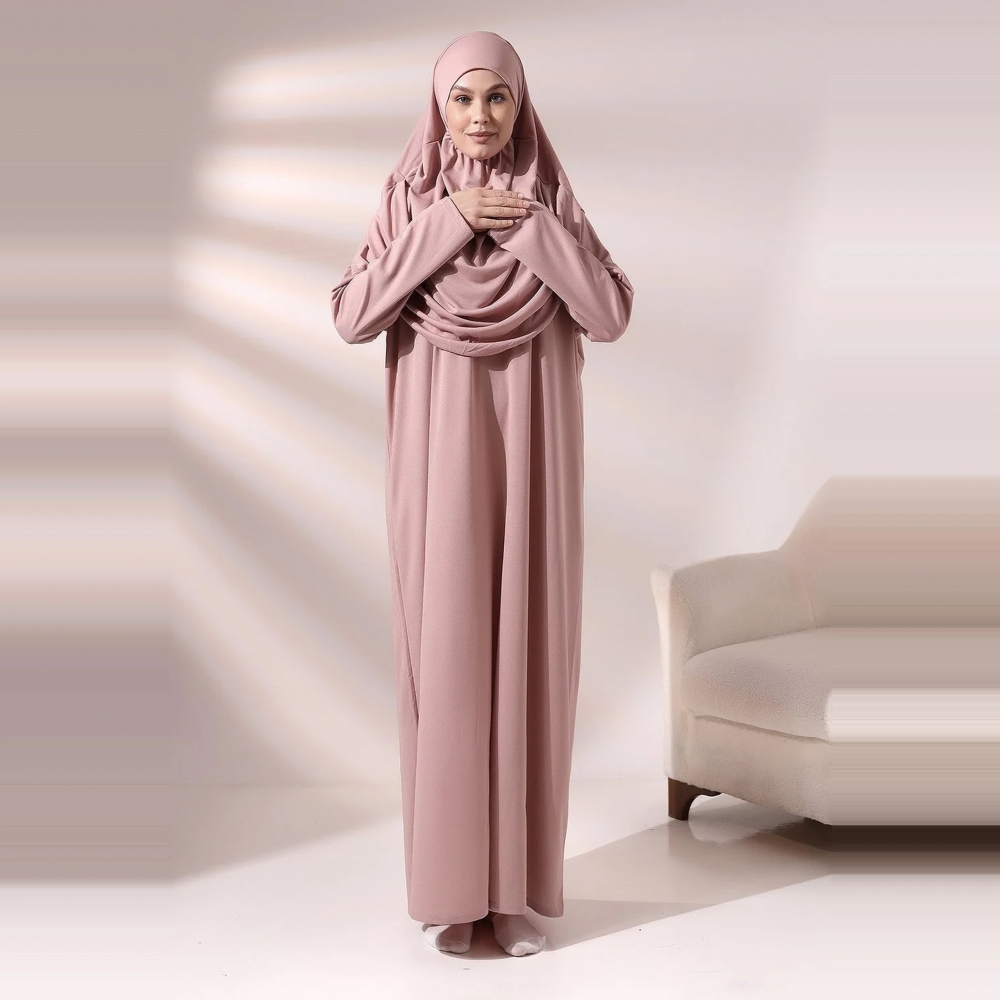 Gebetsset Rosa mit langem Gebetskleid Teppich und Perlenkette