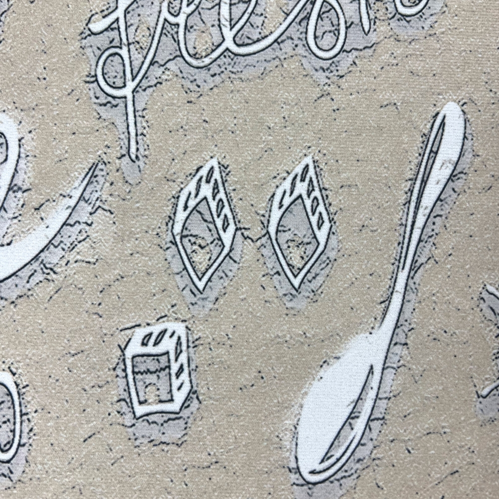 Küchenläufer Teppich beige waschbar mit „Coffee“ Schriftzug in weiß
