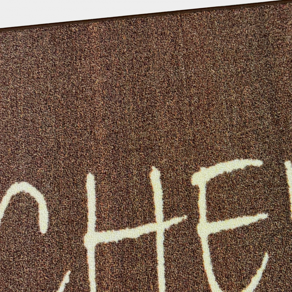 Küchenläufer mit Schriftzug, pflegeleicht und strapazierfähig Braun