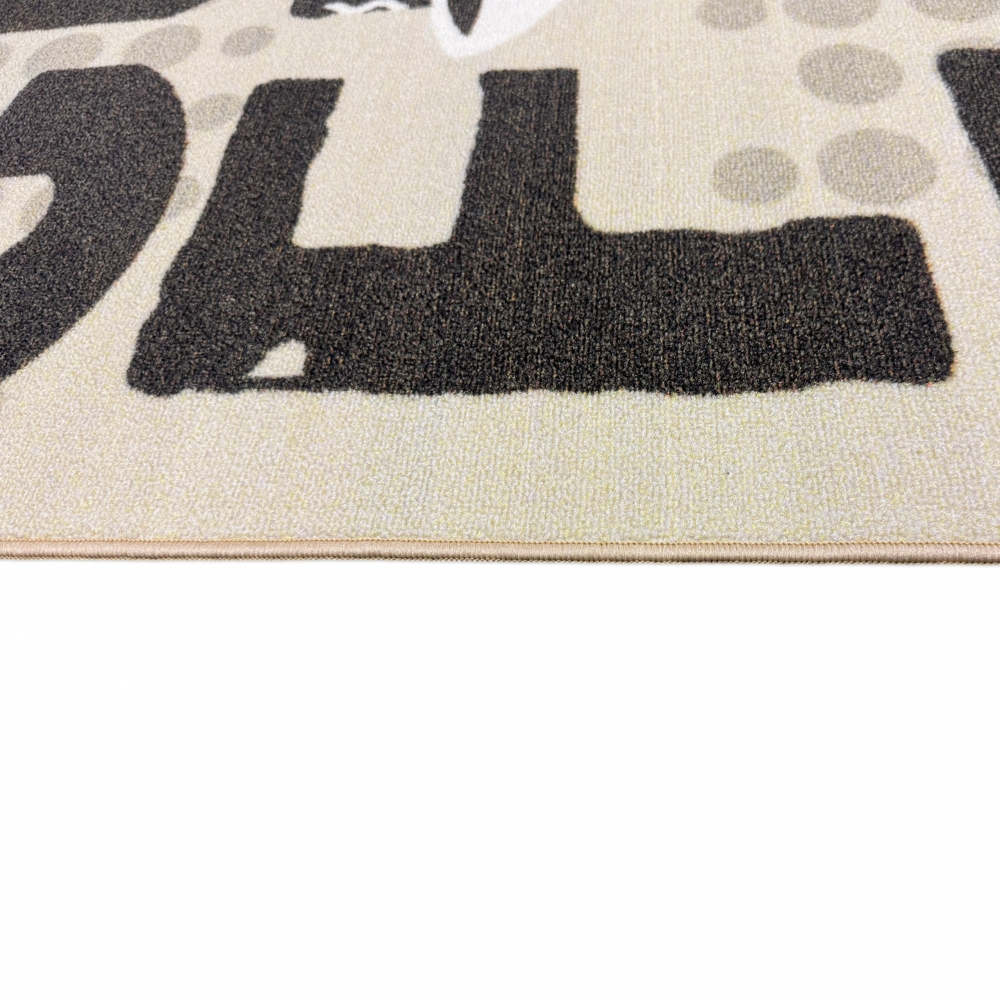 Küchenläufer Beige mit Coffee-Schriftzug und Tassenmotiven für die Küche