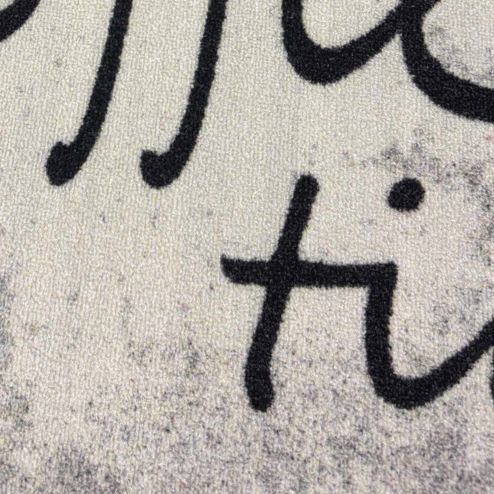 Küchenläufer Grau mit Coffee-Time-Schriftzug und melierter Optik