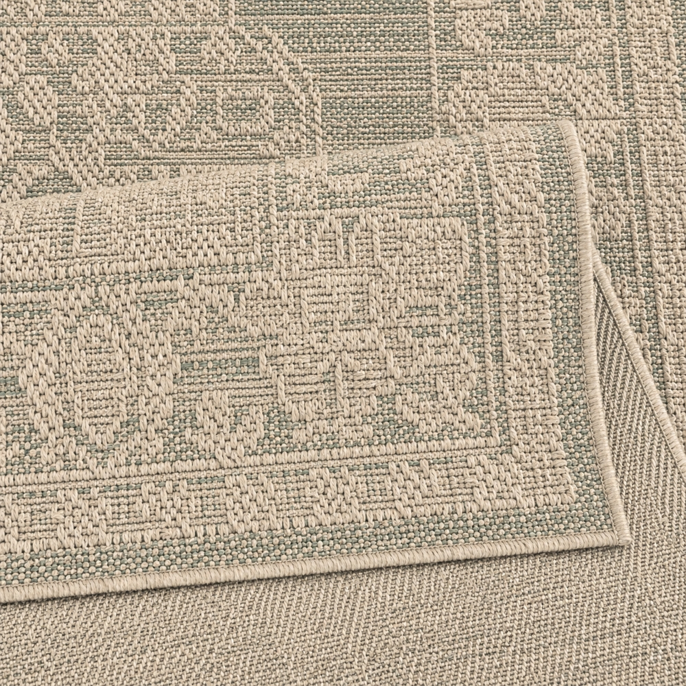Teppich Grün Braun Ornamentmuster für Innen und Außen