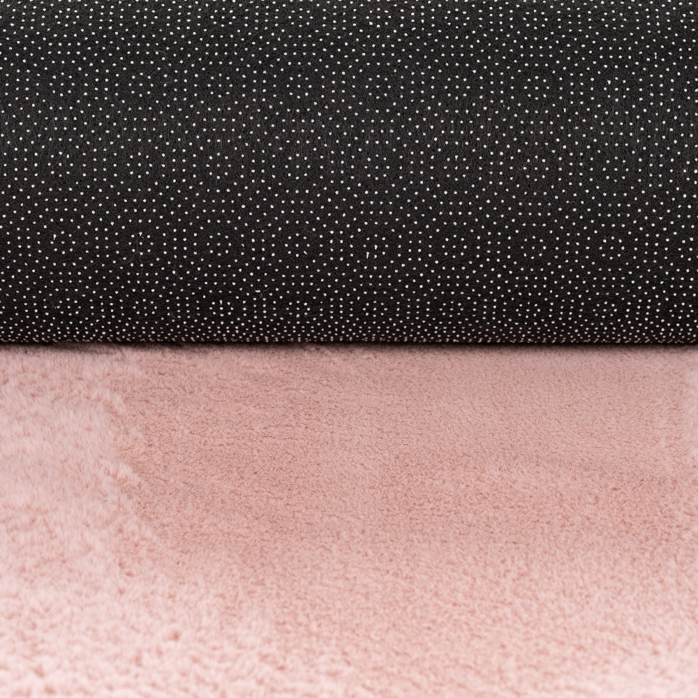 Teppich rosa samtig weich Hasenfell-Optik mit sanftem Glanz