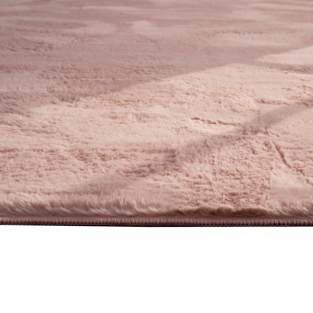 Teppich rosa samtig weich Hasenfell-Optik mit sanftem Glanz