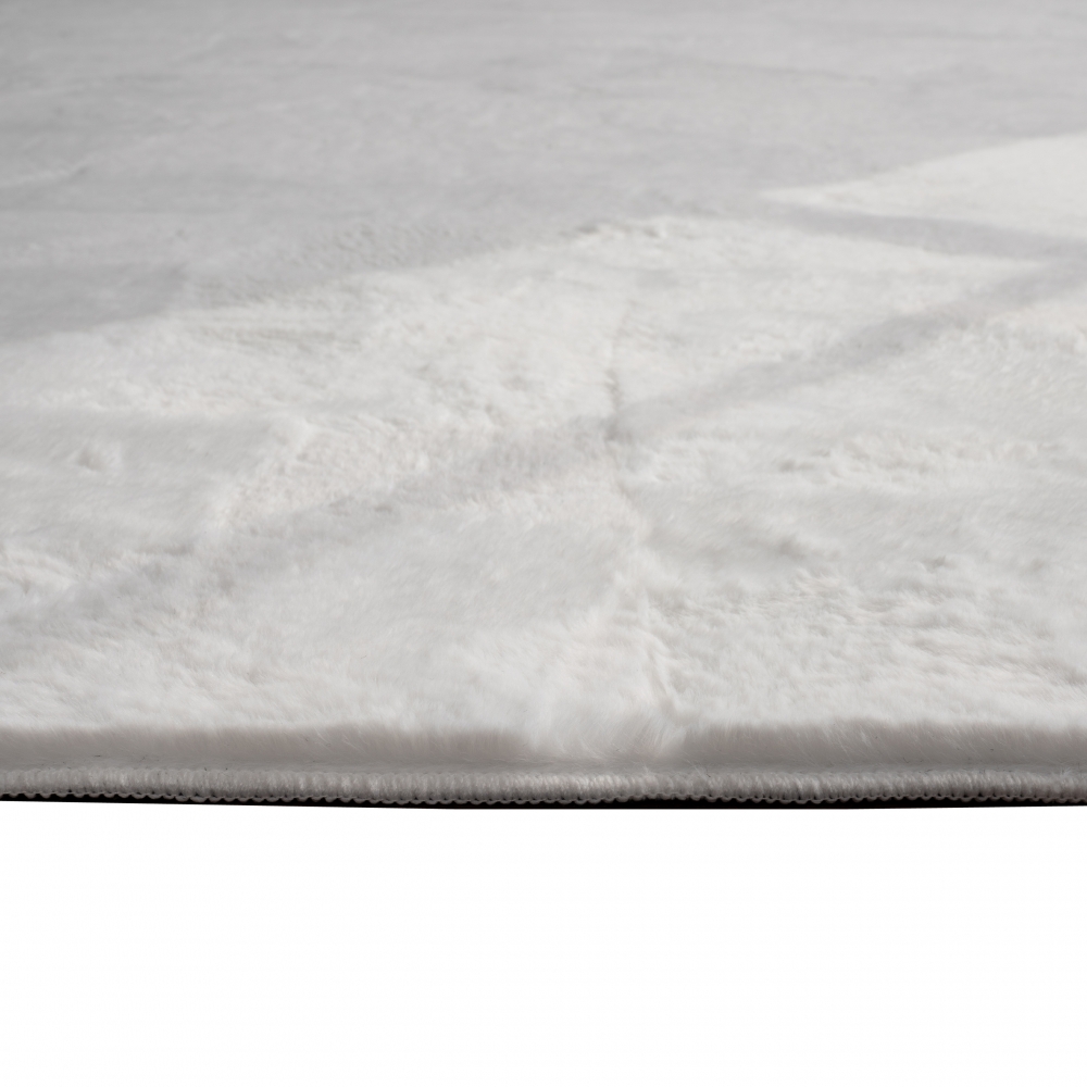 Teppich weiß samtig weich Hasenfell-Optik mit sanftem Glanz