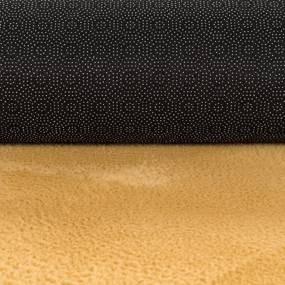 Teppich gold samtig weich Hasenfell-Optik mit sanftem Glanz
