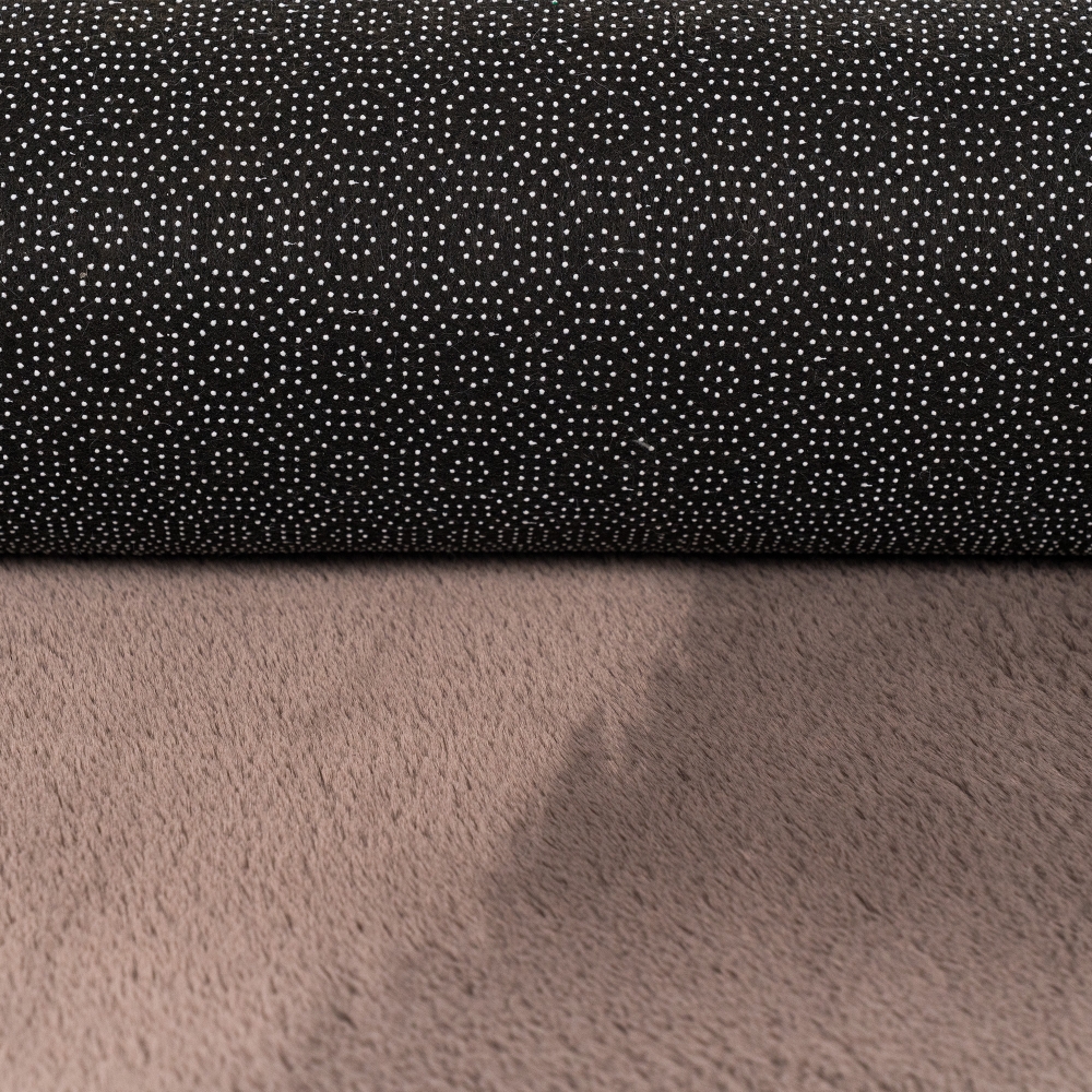 Teppich taupe samtig weich Hasenfell-Optik mit sanftem Glanz