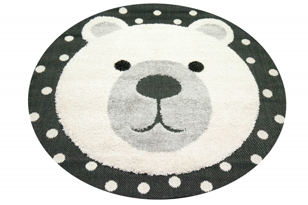 Kinderzimmer Teppich Baby Spielteppich 3D Optik High Low Effekt Kuschel Bär creme grau schwarz