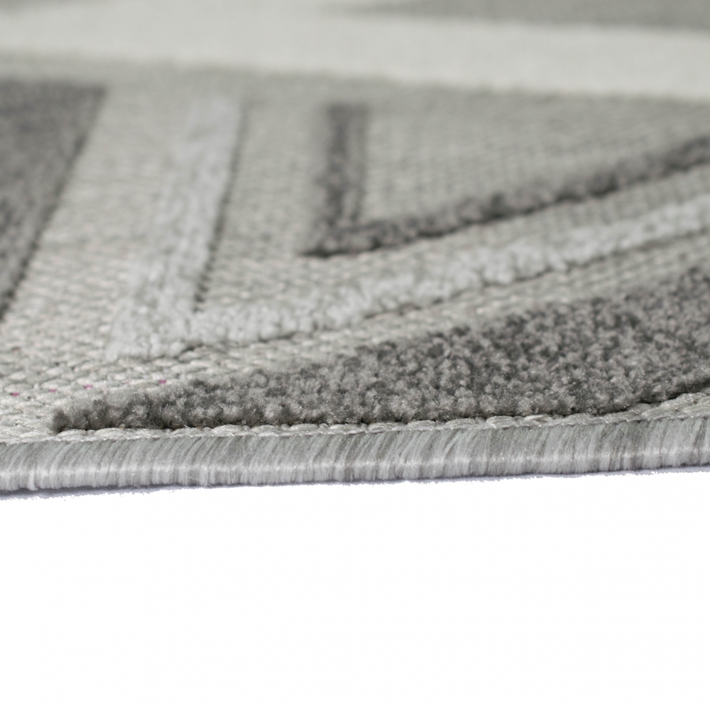 Sisal In- & Outdoor Teppich modernes 3d Dreiecksmuster abstrakt creme grau