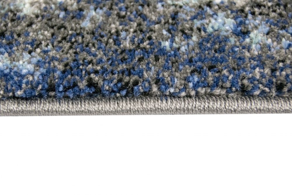 Designer und Moderner Teppich Wohnzimmerteppich in Blau Grau Creme