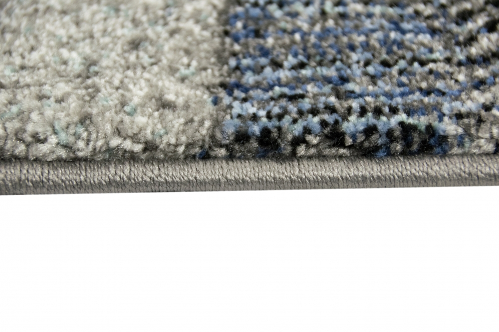 Designer und Moderner Teppich Wohnzimmerteppich mit Konturenschnitt in Blau Grau