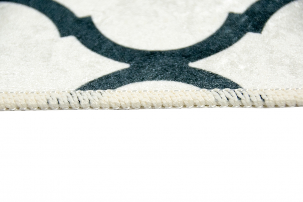 Teppich Retro Designteppich Wohnzimmerteppich modern waschbar in Creme Schwarz