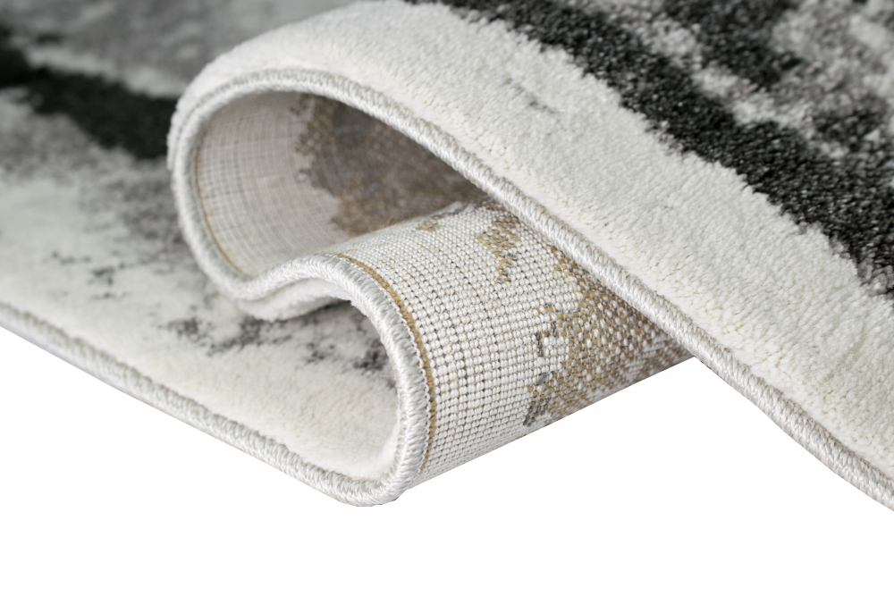 Teppich Kurzflor Designerteppich - Läufer 80x300 cm - in grau creme