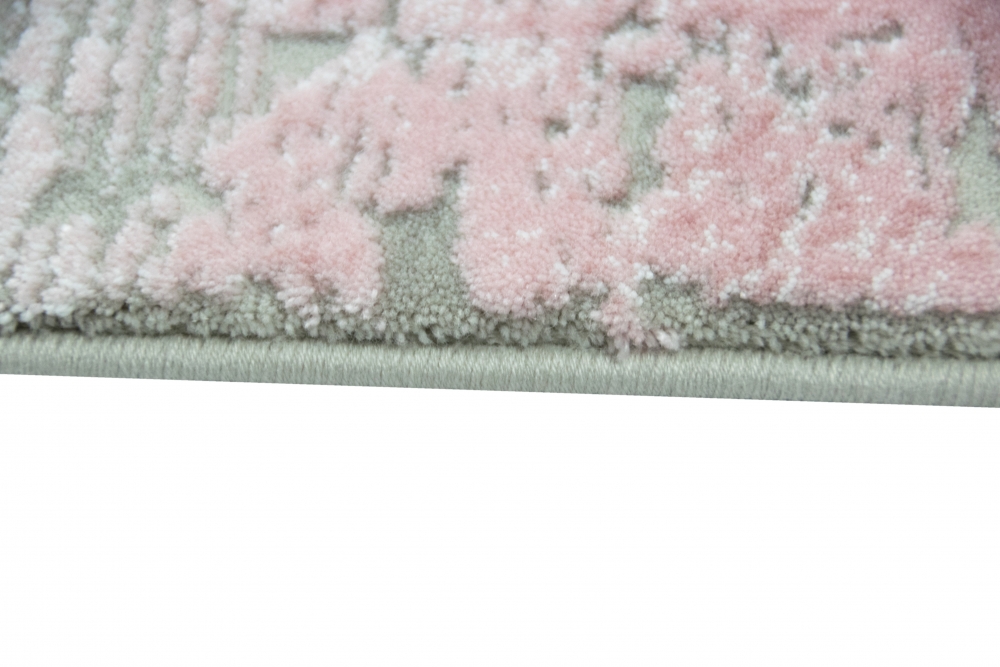 Designer und  Moderner Teppich Wollteppich mit Fransen Creme Beige Rosa