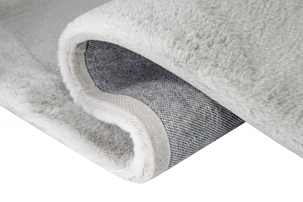 Teppich Kunstfellteppich Hochflor Faux Fur Hasenfell uni silber