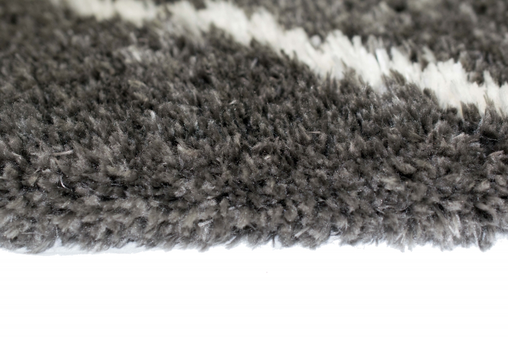 Teppich Shaggy Langflor Hochflor Teppich Rautenmuster in grau creme