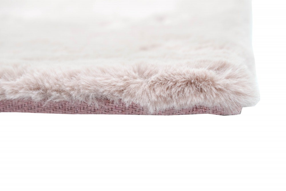 Teppich Kunstfellteppich Hochflor Faux Fur Hasenfell uni Farbe rosa