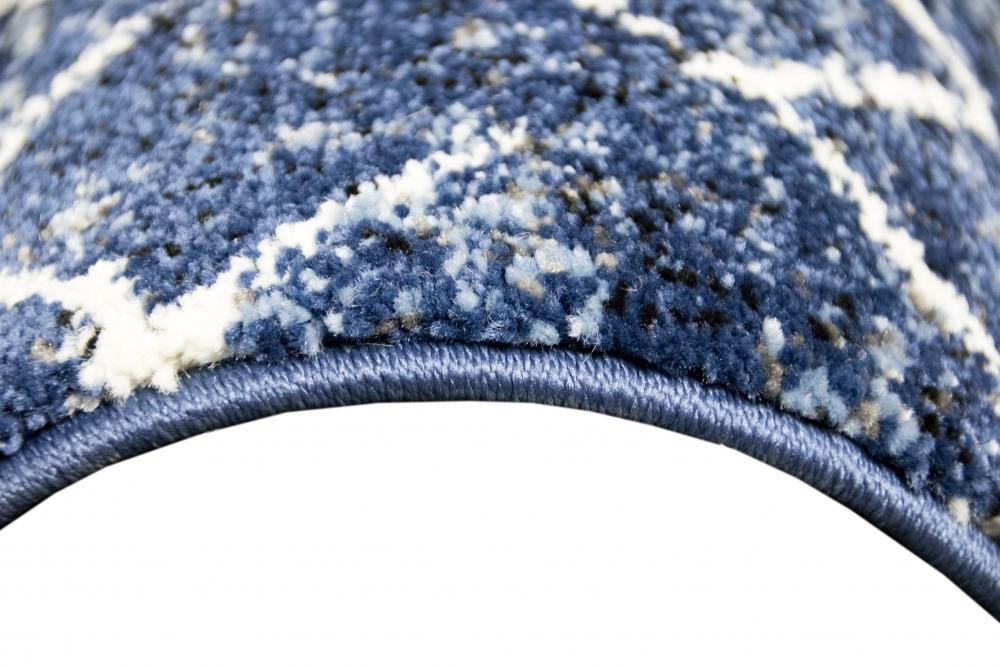 Designer Teppich Wohnzimmerteppich modern mit Ornamente in Blau Creme