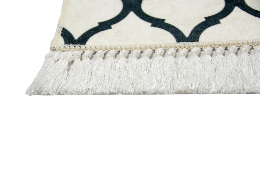 Teppich Retro Designteppich Wohnzimmerteppich modern waschbar in Creme Schwarz