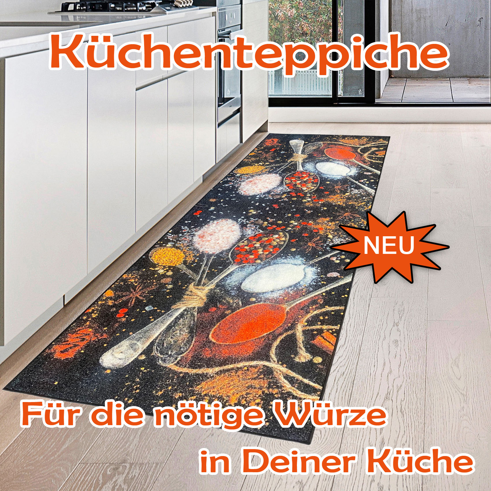 Moderne Küchenteppiche mit Gewürzen