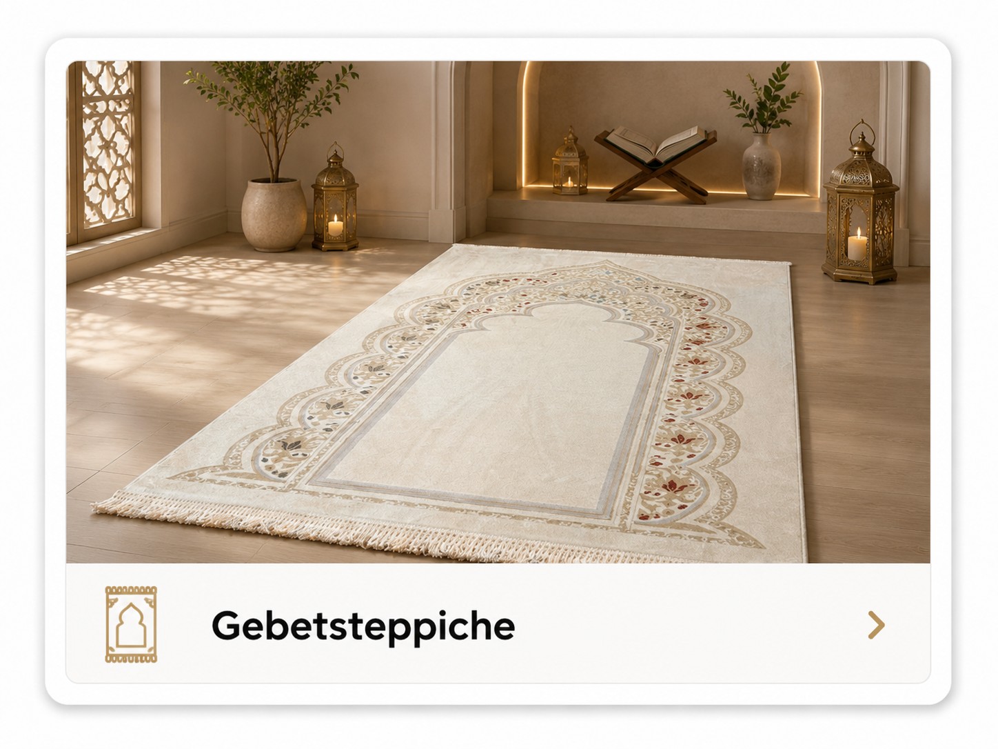 Gebetsteppich in stilvoller Wohnumgebung