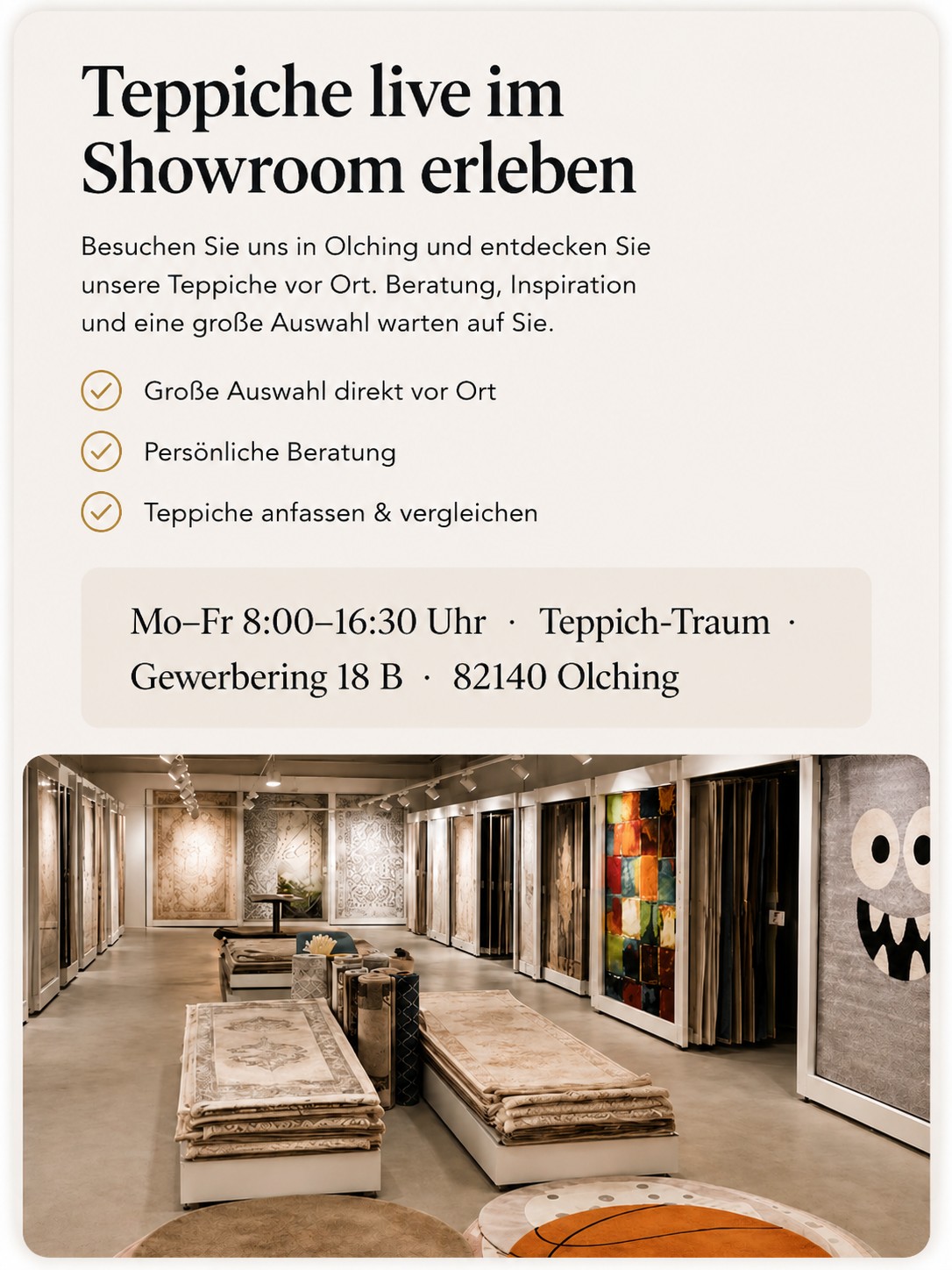 Teppich-Traum Showroom in Olching mit Beratung und Teppichauswahl